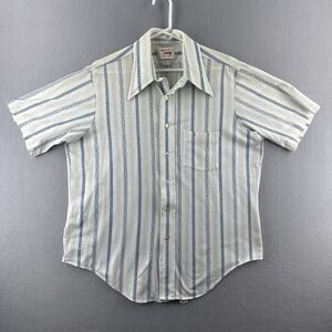 Vintage Arrow Shirt Mens 17 XL Short Sleeve Button Up 60s 70s Poly Blend Pattern
